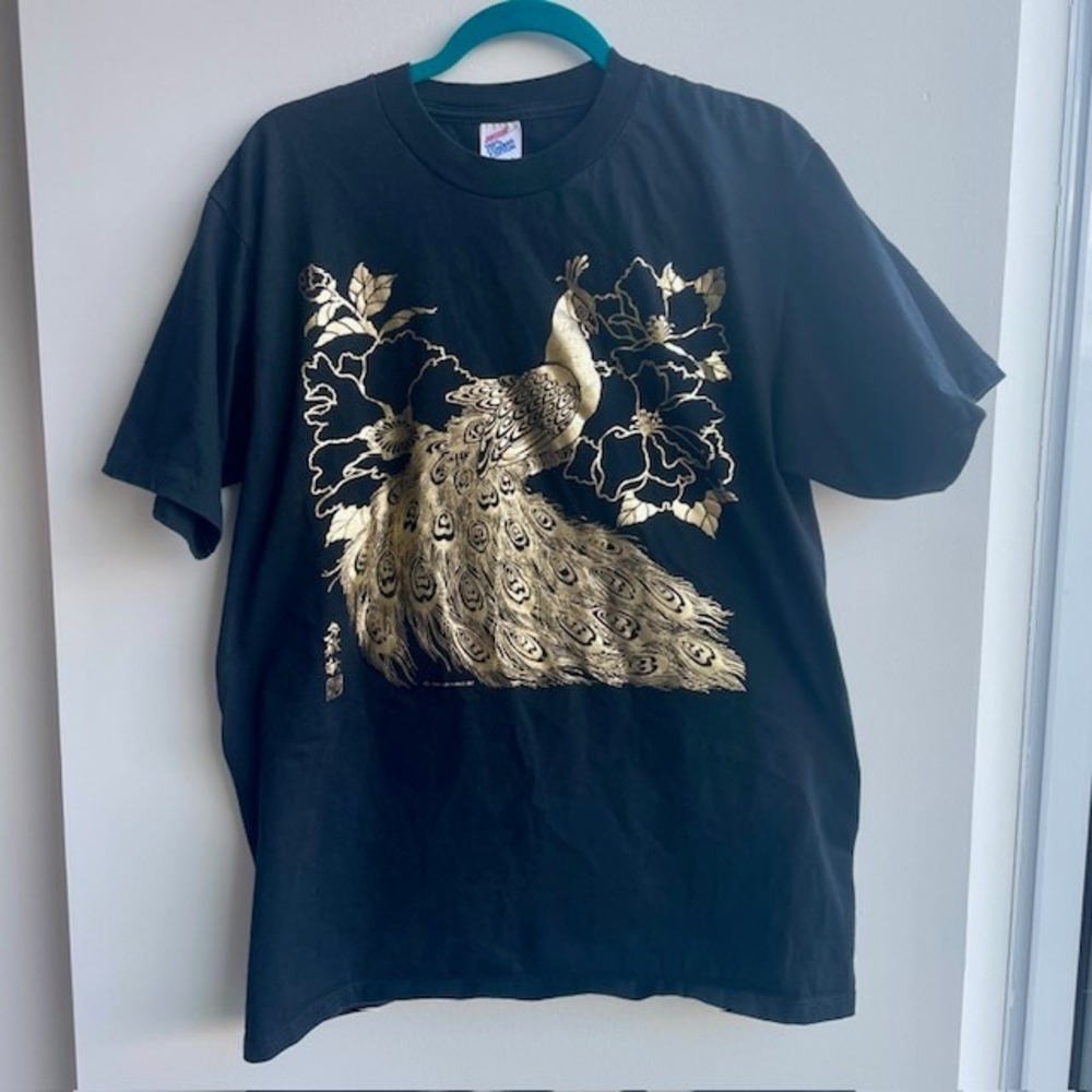 Vintage Tshirt 1989 Air Waves Inc Golden Peacock Large Single Stitch Jerzees